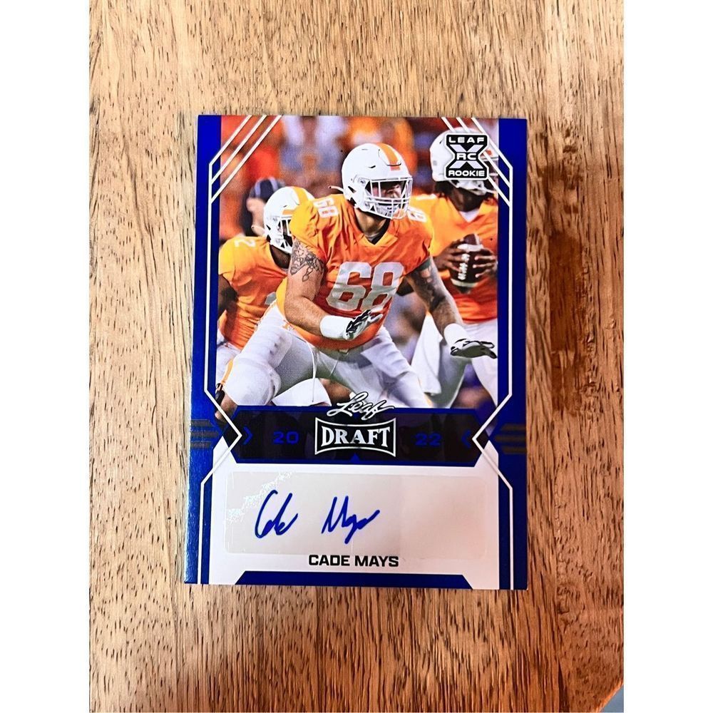 Cade Mays Autographed Blue Parallel 2022 Leaf Draft Card RC Rookie